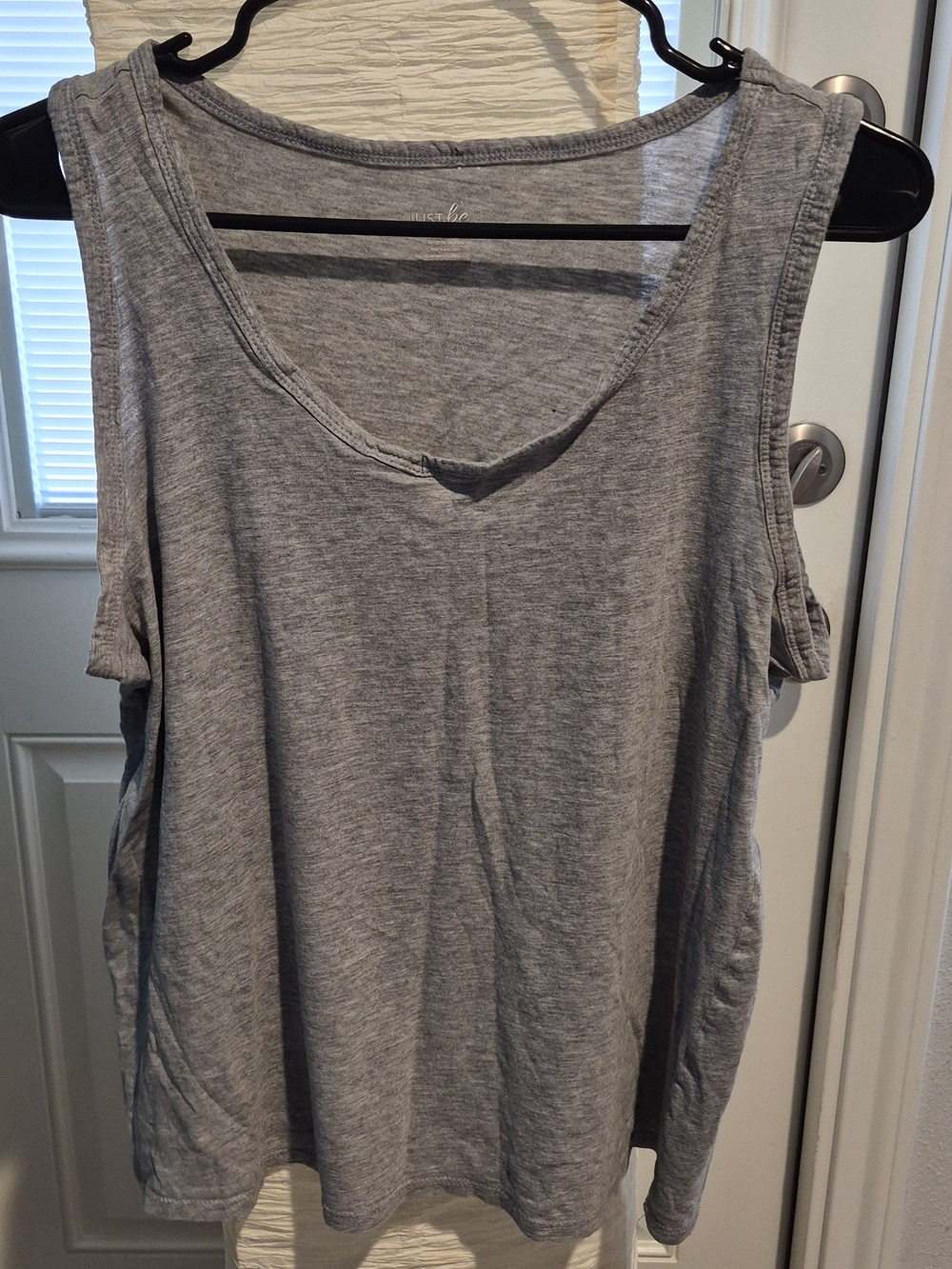 just be Light Gray Scoop Neck Tank Top